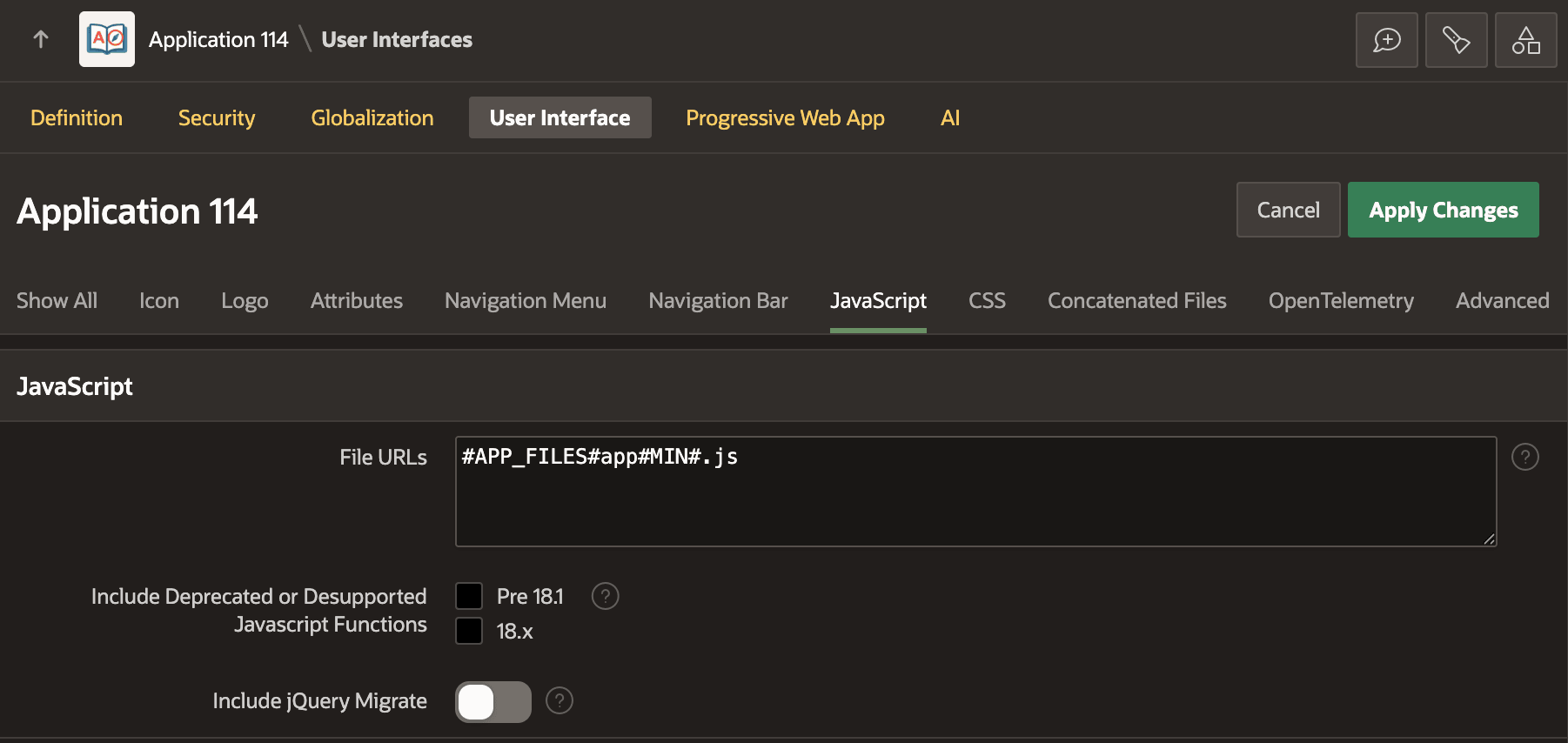 图 15-25 在应用 JavaScript File URLs 中包含静态应用文件引用