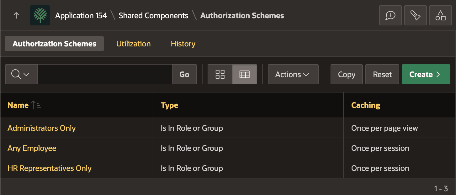 Authorization Schemes 列表中的角色成员规则