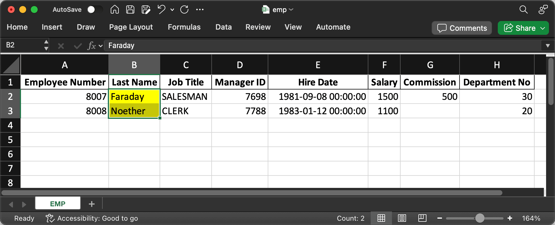 Excel 文件中的员工姓名为混合大小写