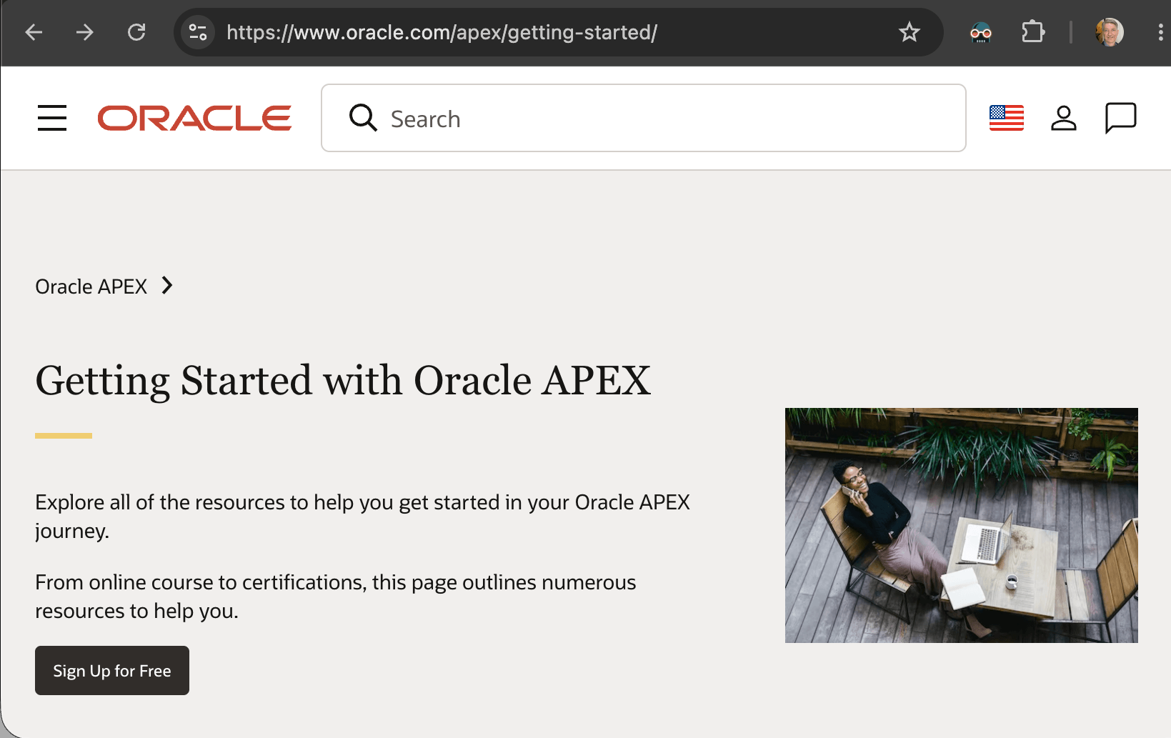 Oracle APEX Getting Started 页面中的学习资源