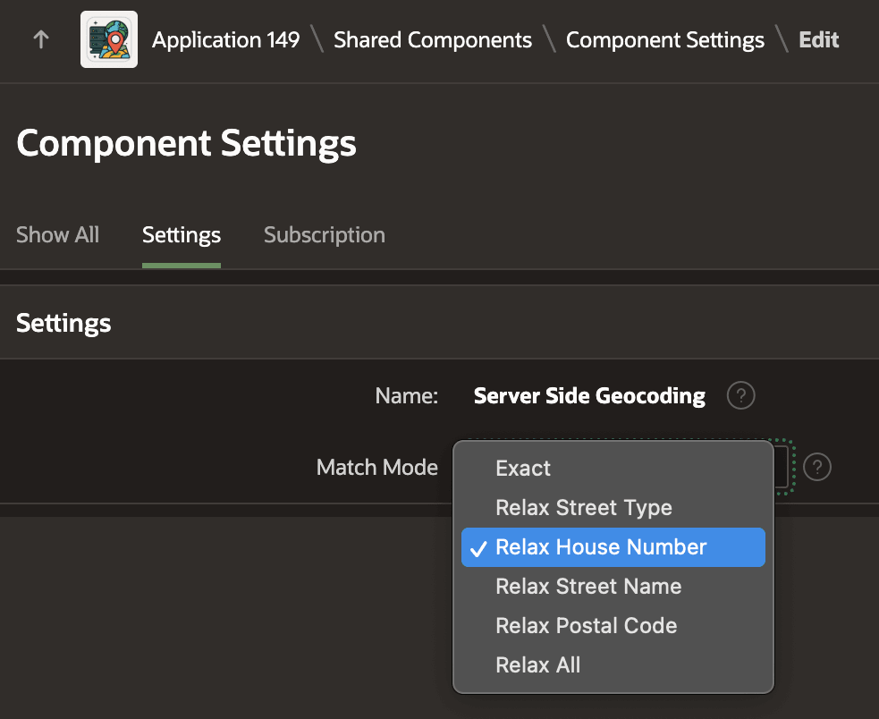 图 15-27 配置服务器端地理编码的 Match Mode
