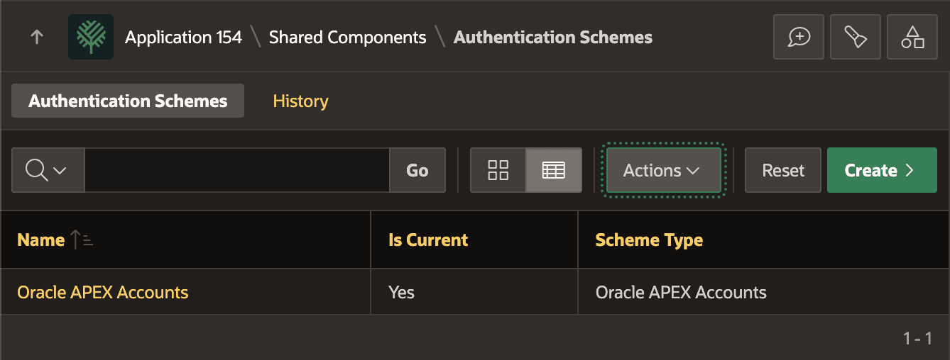 默认 Oracle APEX Accounts 认证方案