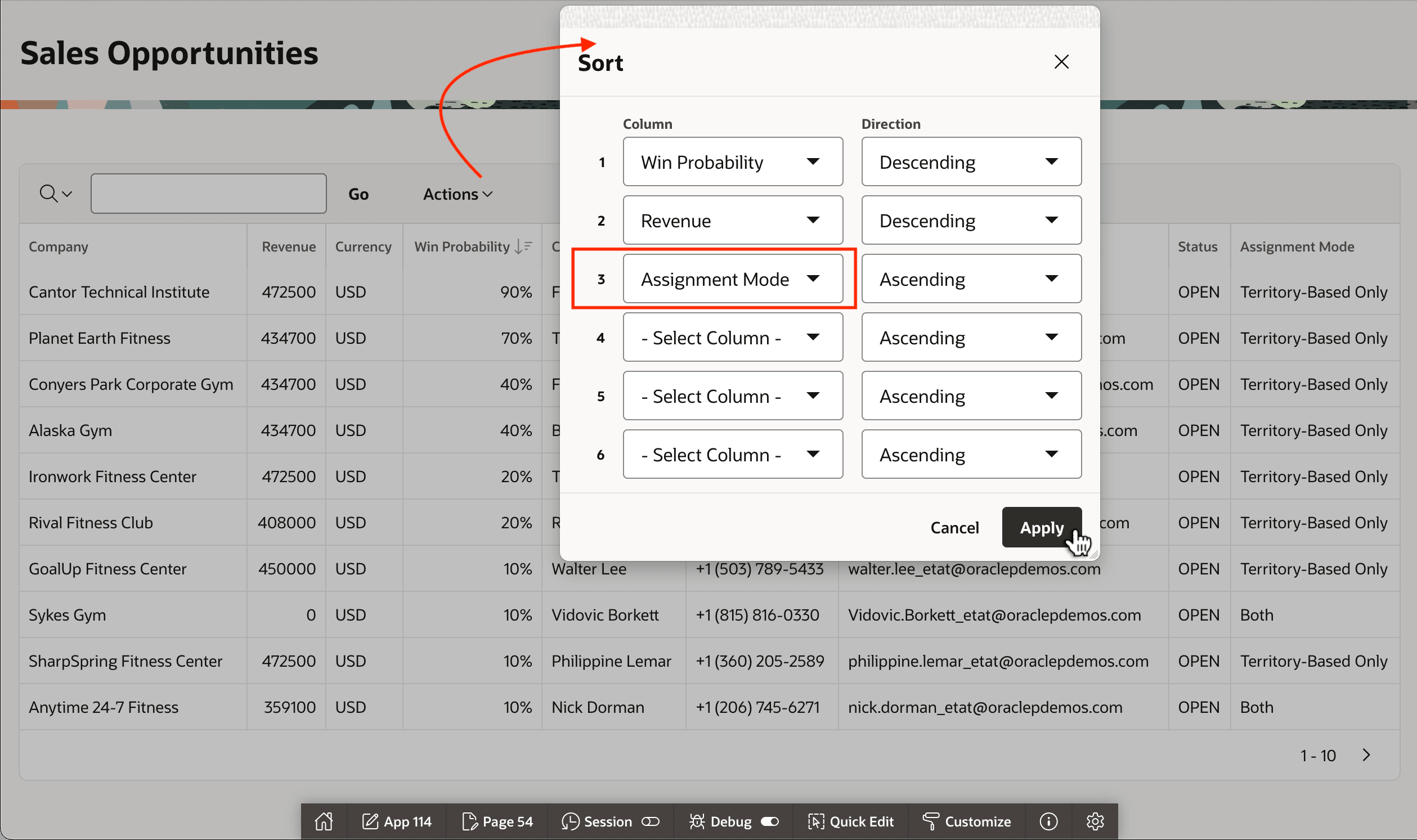 基于 Fusion Apps Sales Opportunities REST Data Source 的 Interactive Report