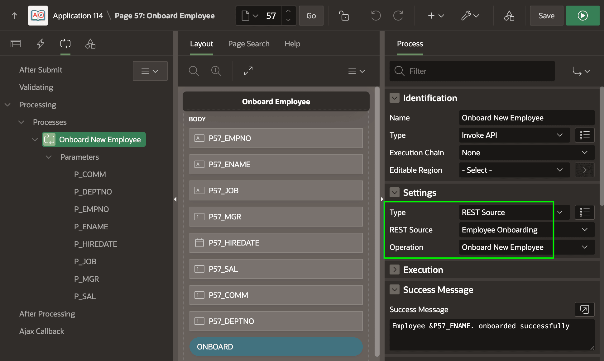 Invoke API 页面流程调用 REST Data Source 操作