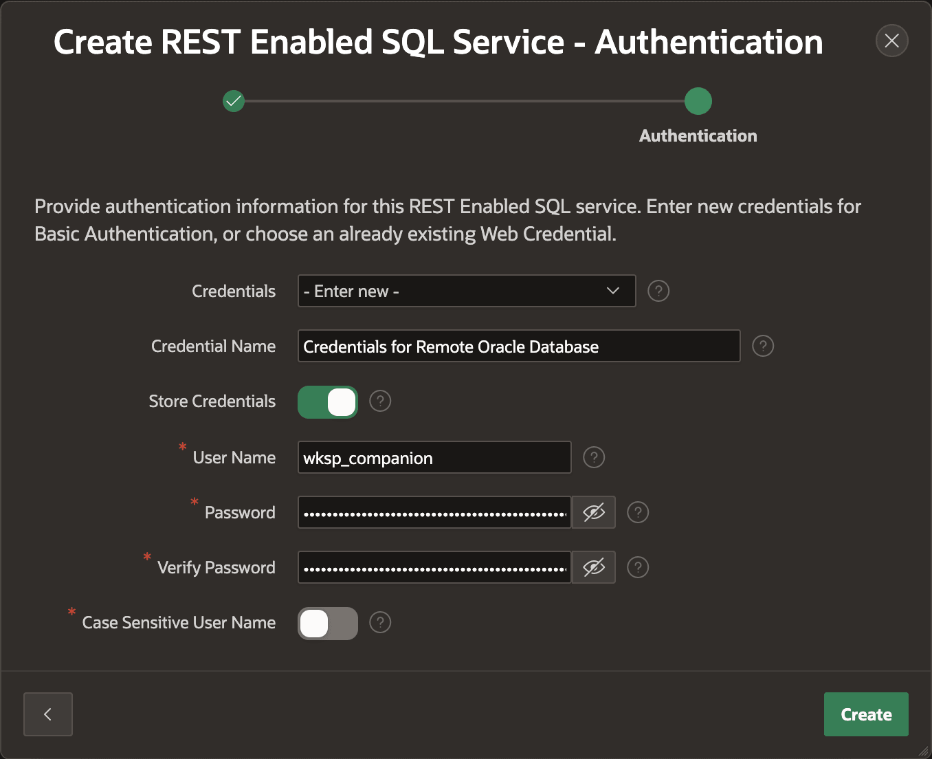 为 REST-Enabled SQL 服务提供凭据