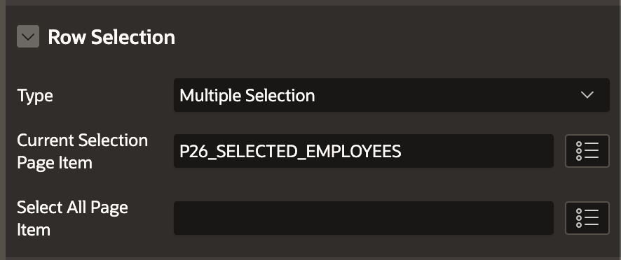 Multiple Report 模板组件的 Row Selection 设置
