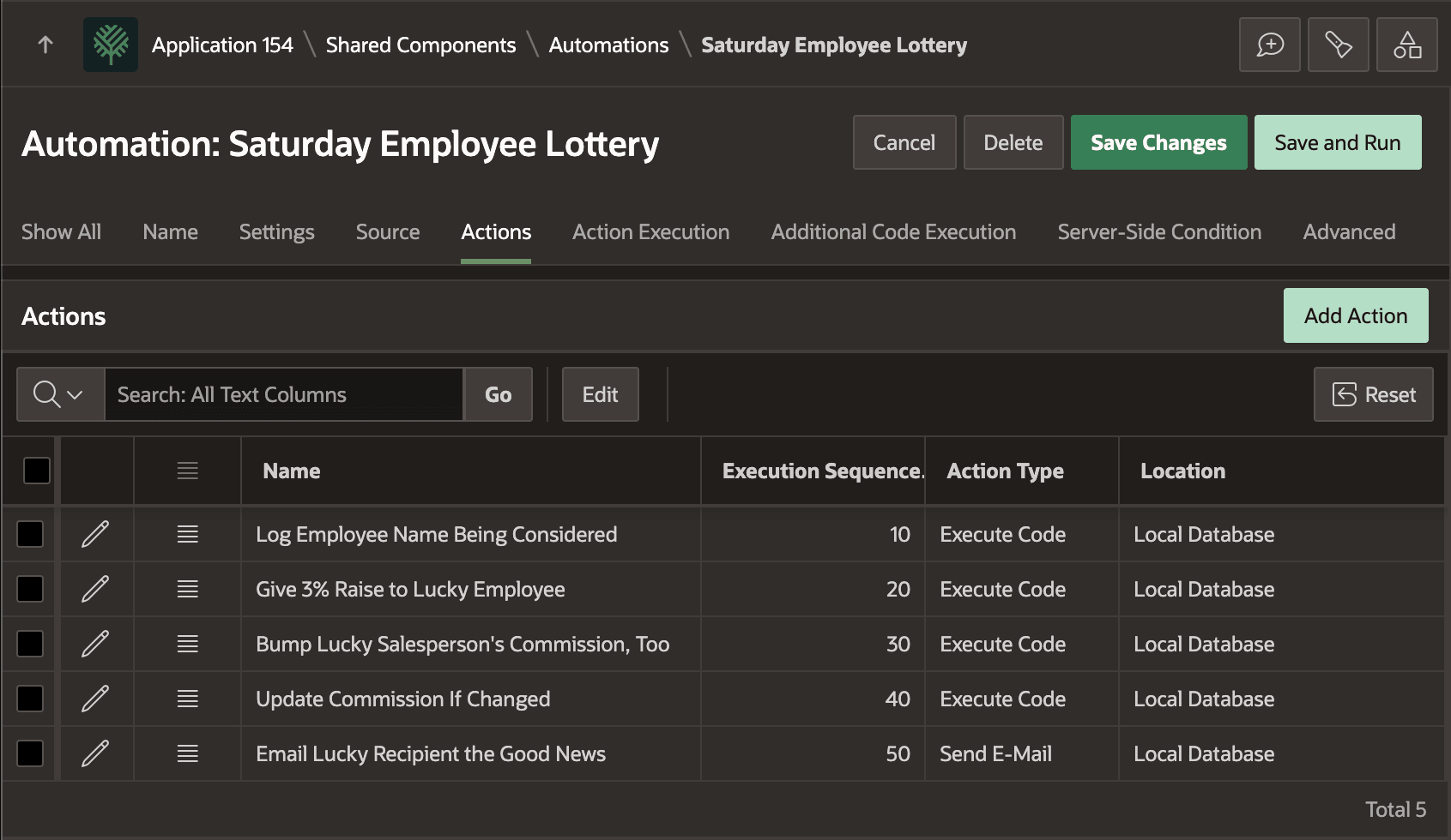 Saturday Employee Lottery 自动化的五个动作